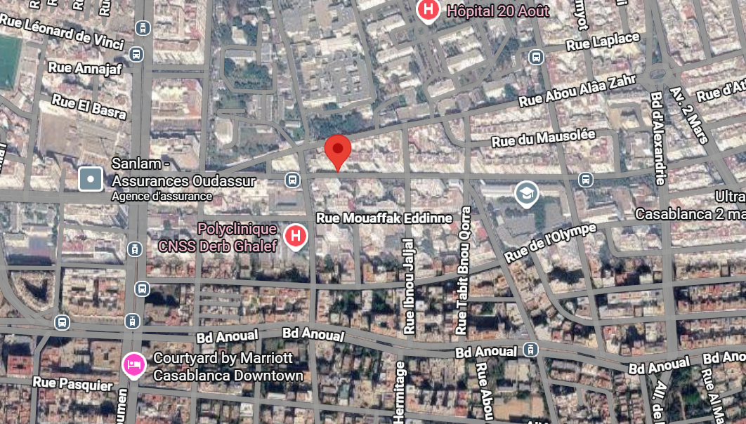 Localisation satellite — Derb Ghalef, faculté de médecine, Bd Anoual
