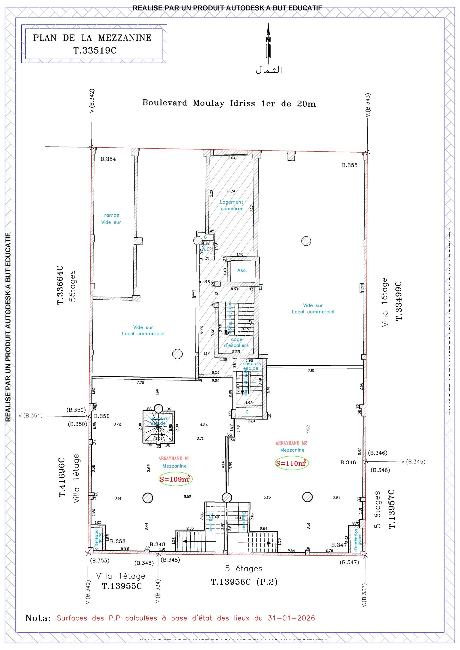 Plan de mezzanine — magasins Derb Ghalef