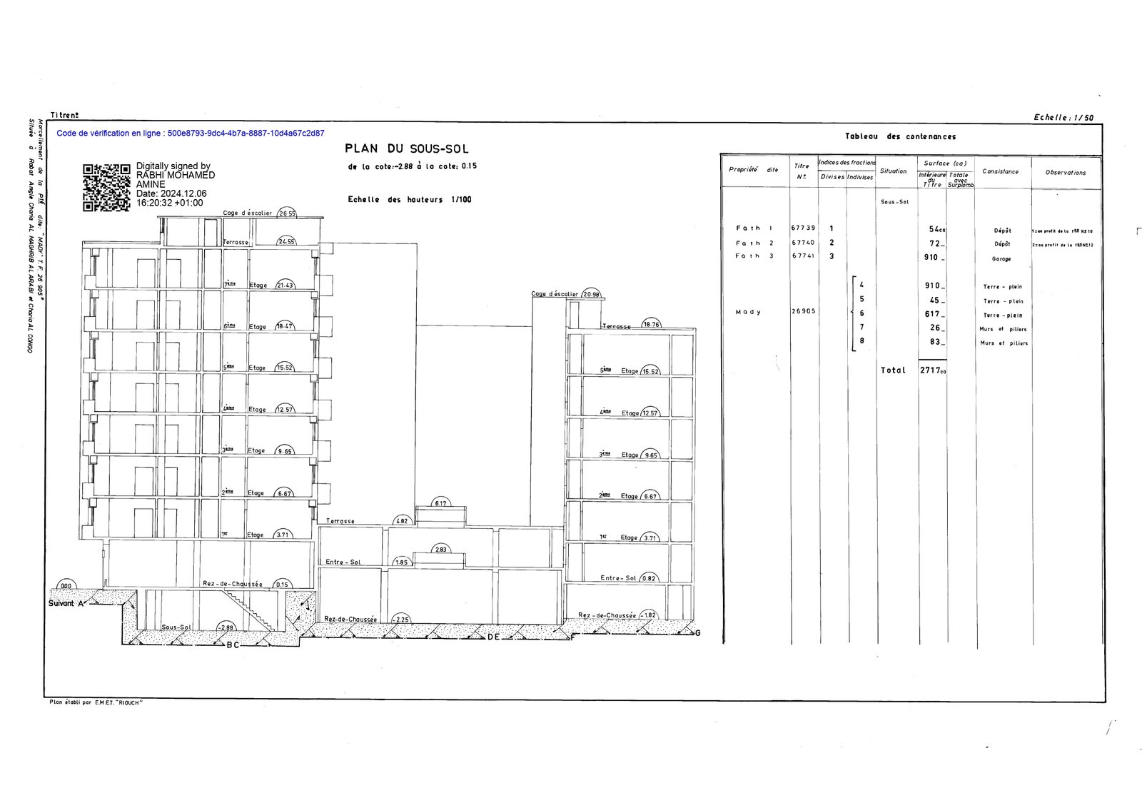Plan du titre 67741/R — local Océan Rabat