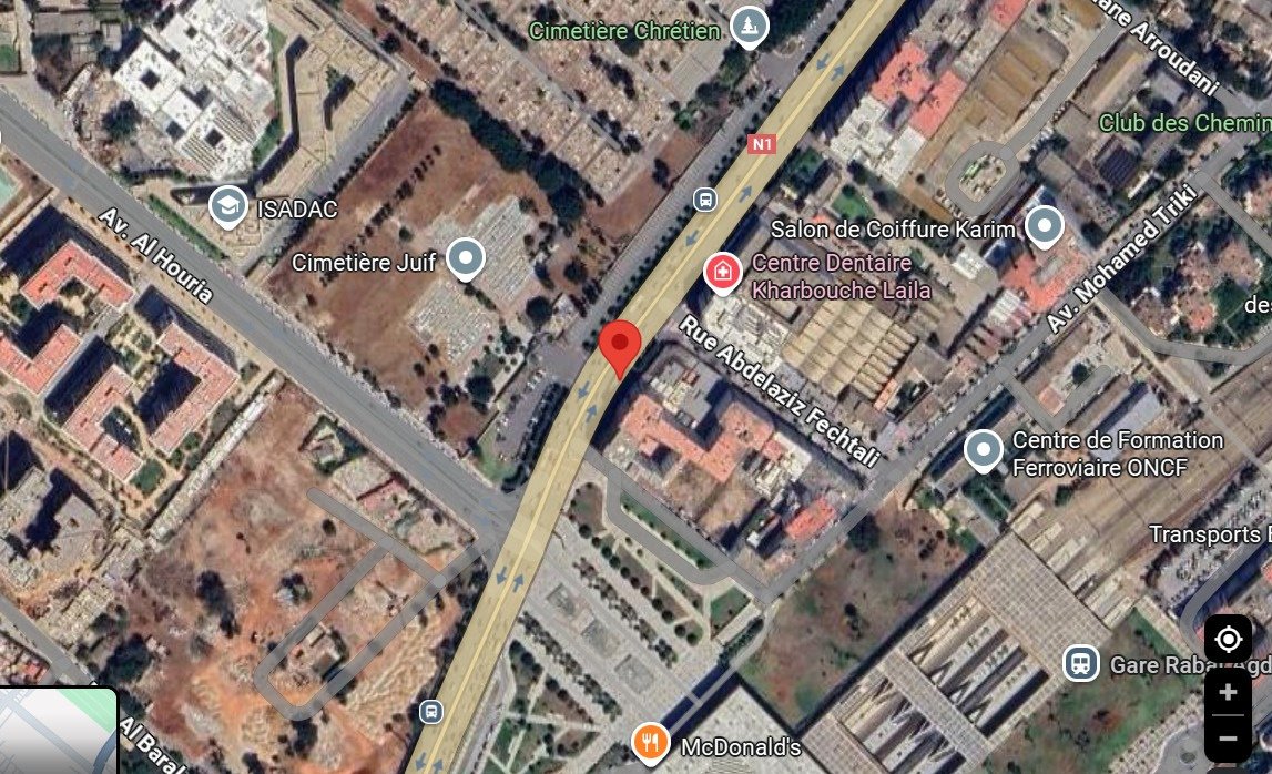Localisation satellite — El Akkari, gare Rabat Agdal