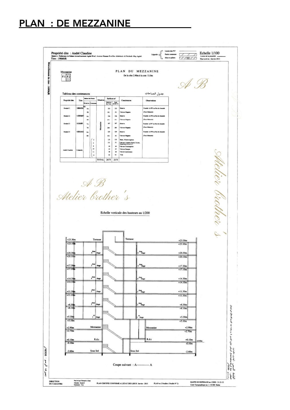 Plan de mezzanine — magasins Semlali Rabat